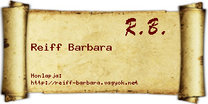 Reiff Barbara névjegykártya